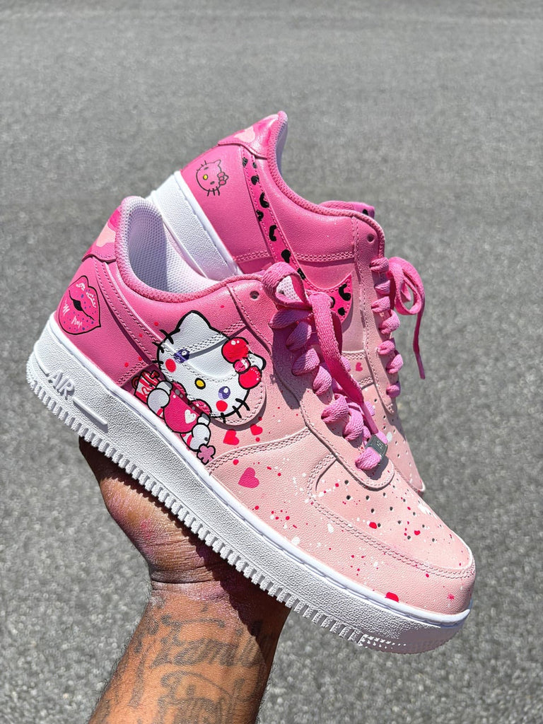 Custom Air Force 1 Pink With Hello Kitty And Heart Patterns-oicustom