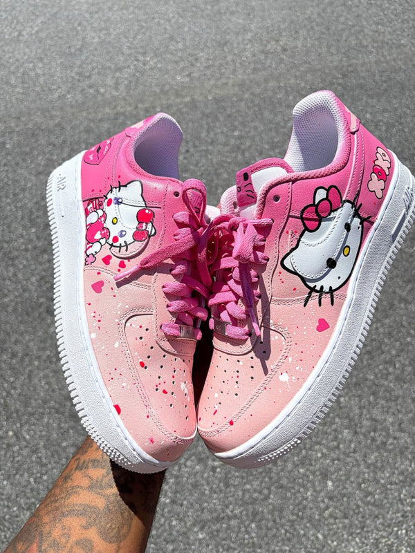 Custom Air Force 1 Pink With Hello Kitty And Heart Patterns-oicustom