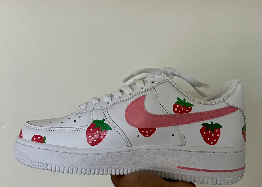 Custom Air Force 1 Pink With Strawberry Pattern-oicustom