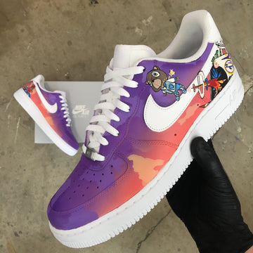 Custom Air Force 1 Purple And Pink With Cartoon Patterns-oicustom