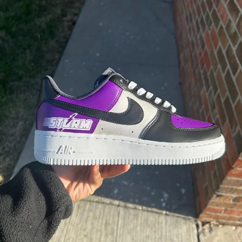 Custom Air Force 1 Purple Black With Sturm Graphic-oicustom