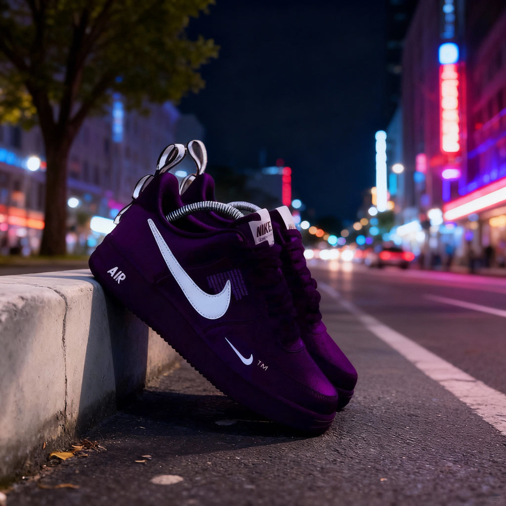 Custom Air Force 1 Purple White Swoosh Design-oicustom