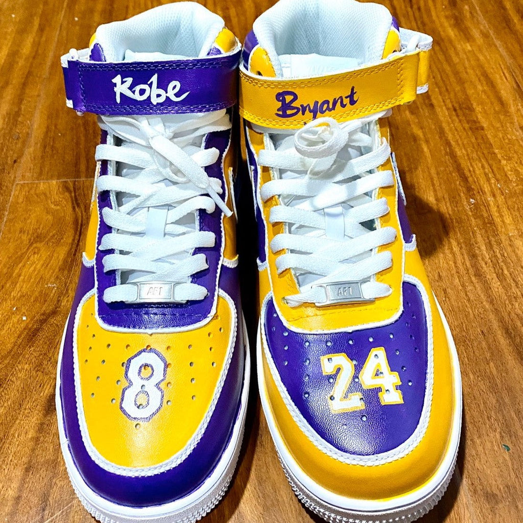 Custom Air Force 1 Purple Yellow Lakers Kobe Theme Mid-oicustom