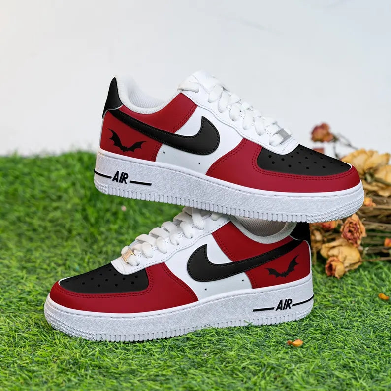 Custom Air Force 1 Red Black Bat Pattern-oicustom
