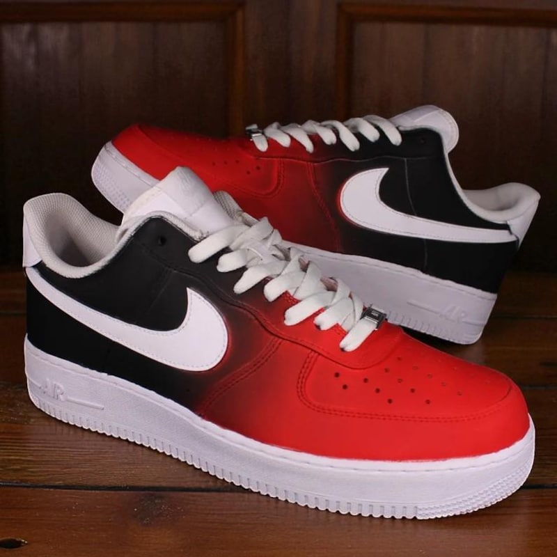 Custom Air Force 1 Red Black Gradient-oicustom