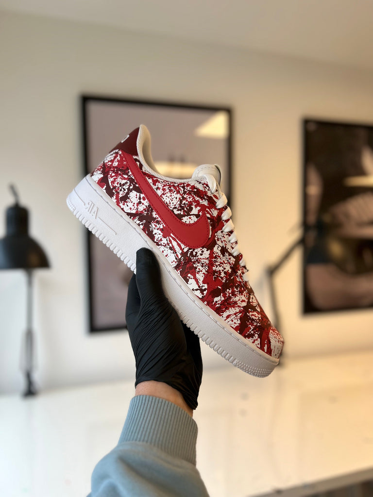 Custom Air Force 1 Red White Splatter Pattern-oicustom