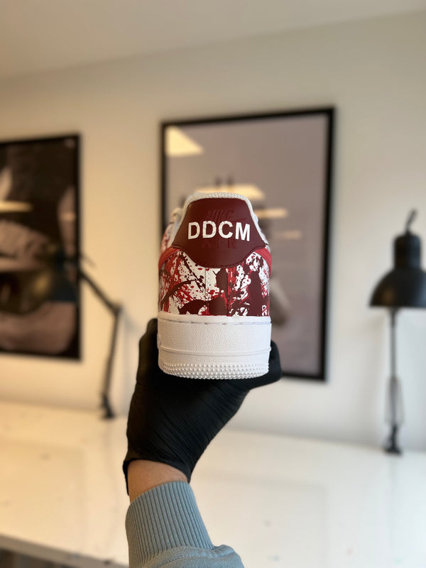 Custom Air Force 1 Red White Splatter Pattern-oicustom