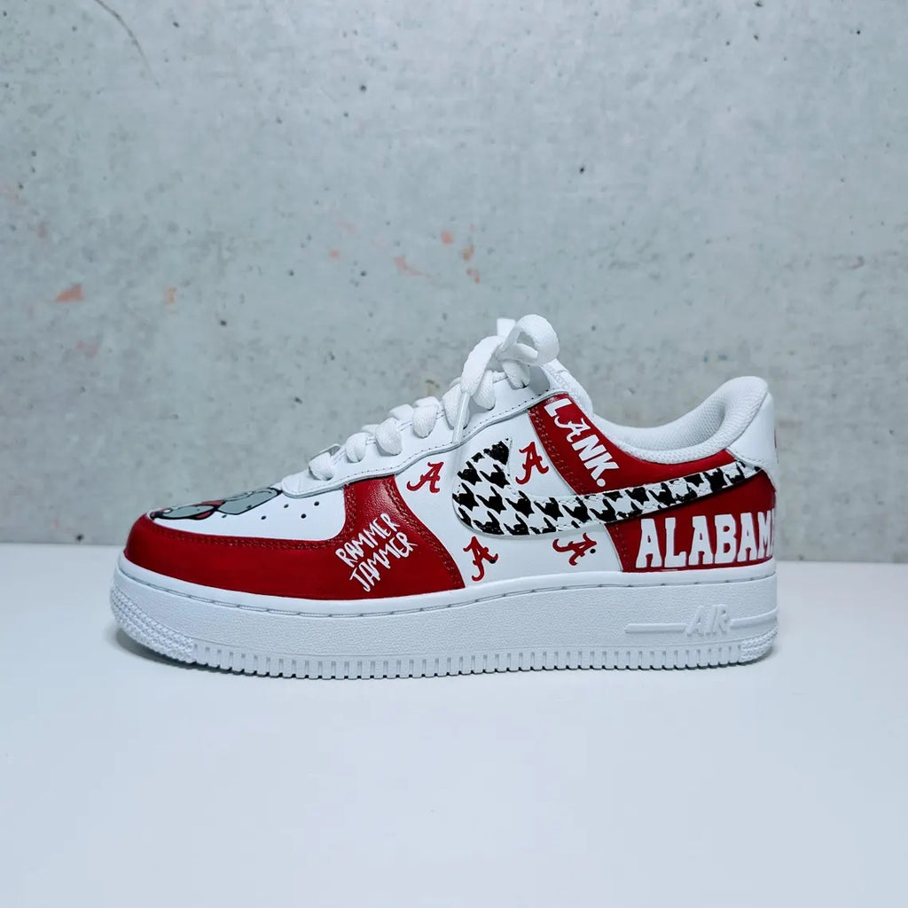 Custom Air Force 1 Red White With Alabama Graphics-oicustom