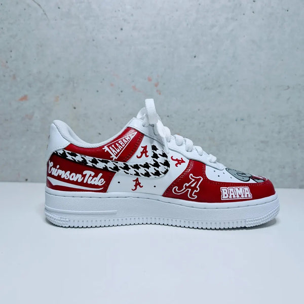 Custom Air Force 1 Red White With Alabama Graphics-oicustom