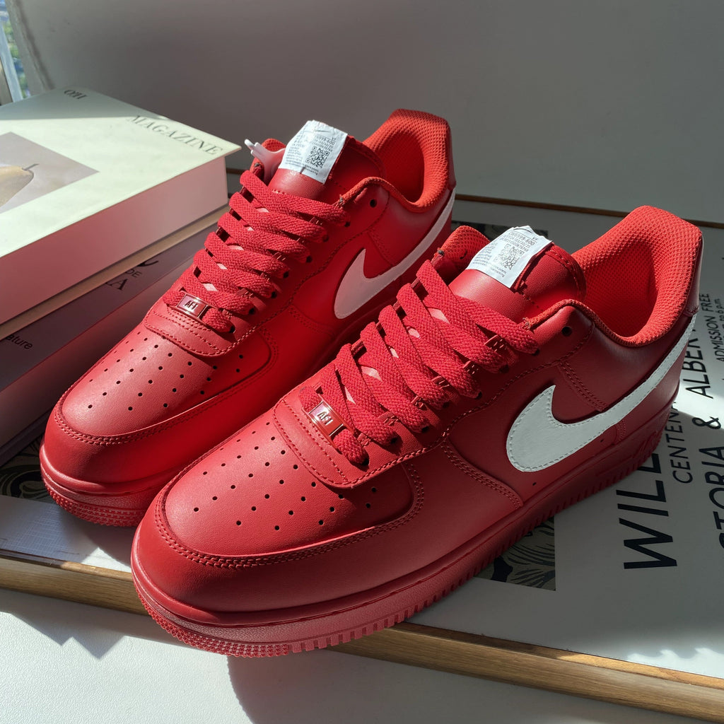 Custom Air Force 1 Red With White Swoosh-oicustom