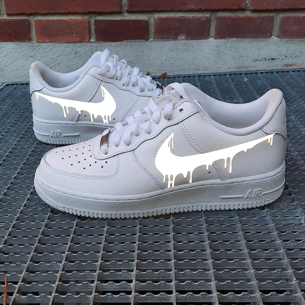 Custom Air Force 1 Reflective White Dripping Swoosh-oicustom