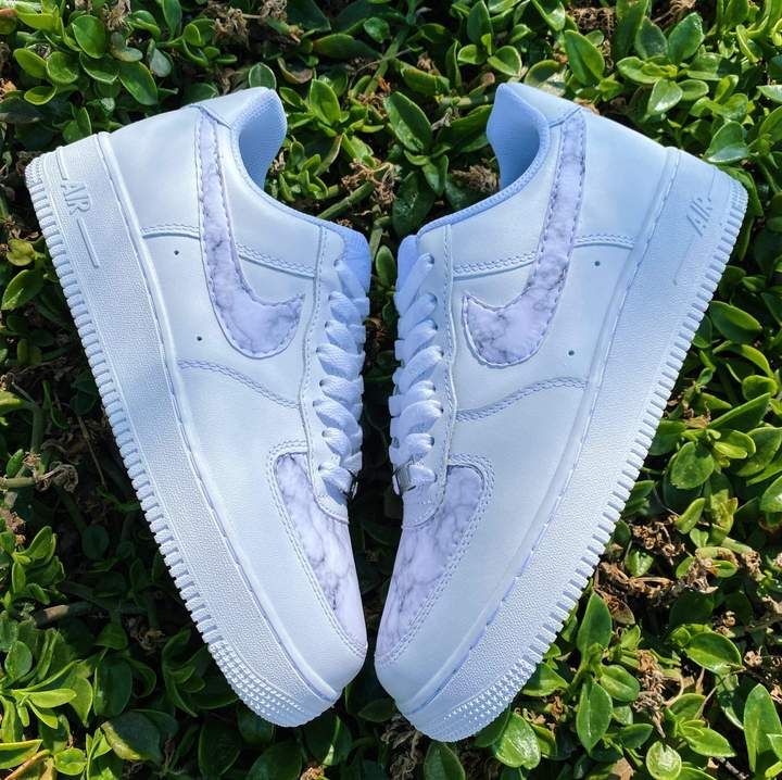 Custom Air Force 1 Shoes Baby Blue Marble Design-oicustom