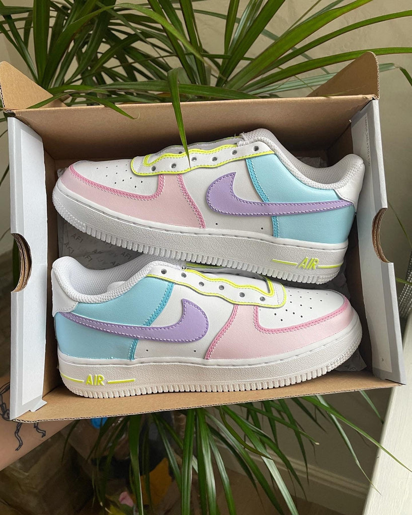 Custom Air Force 1 Shoes Baby Pink Baby Blue Purple Design-oicustom