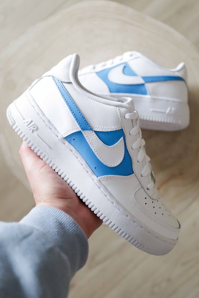 Custom Air Force 1 Shoes Blue Accents-oicustom