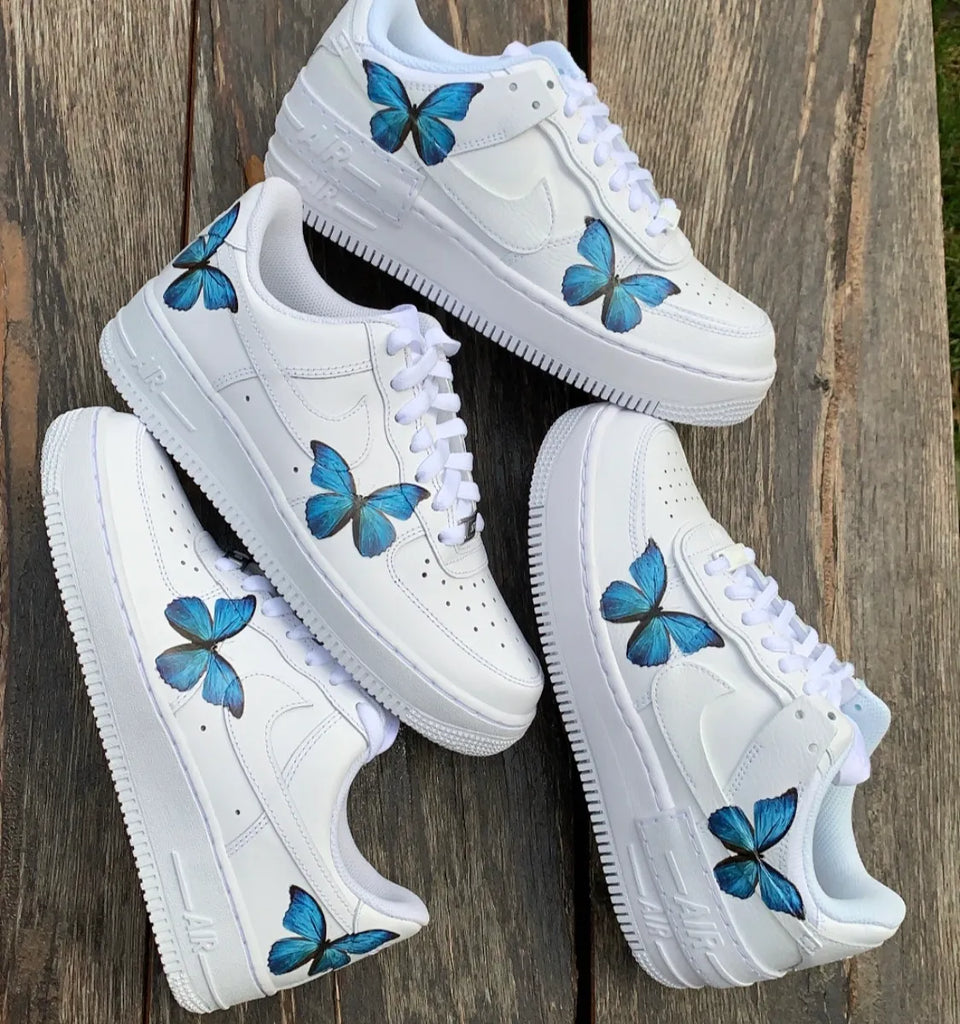 Custom Air Force 1 Shoes Blue Butterflies-oicustom