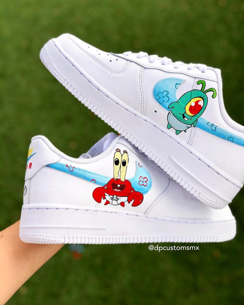 Custom Air Force 1 Shoes Blue Red Cartoon Pattern-oicustom