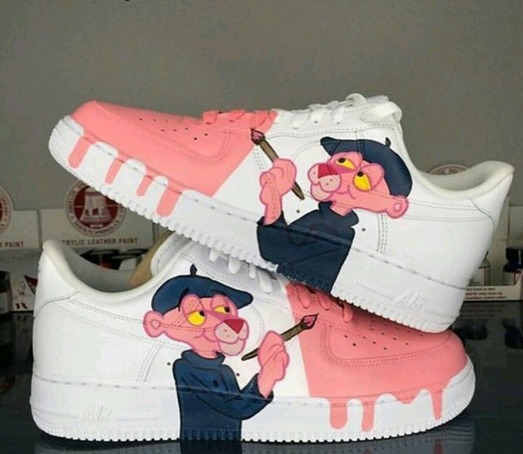 Custom Air Force 1 Shoes Pink White Pink Panther Design-oicustom