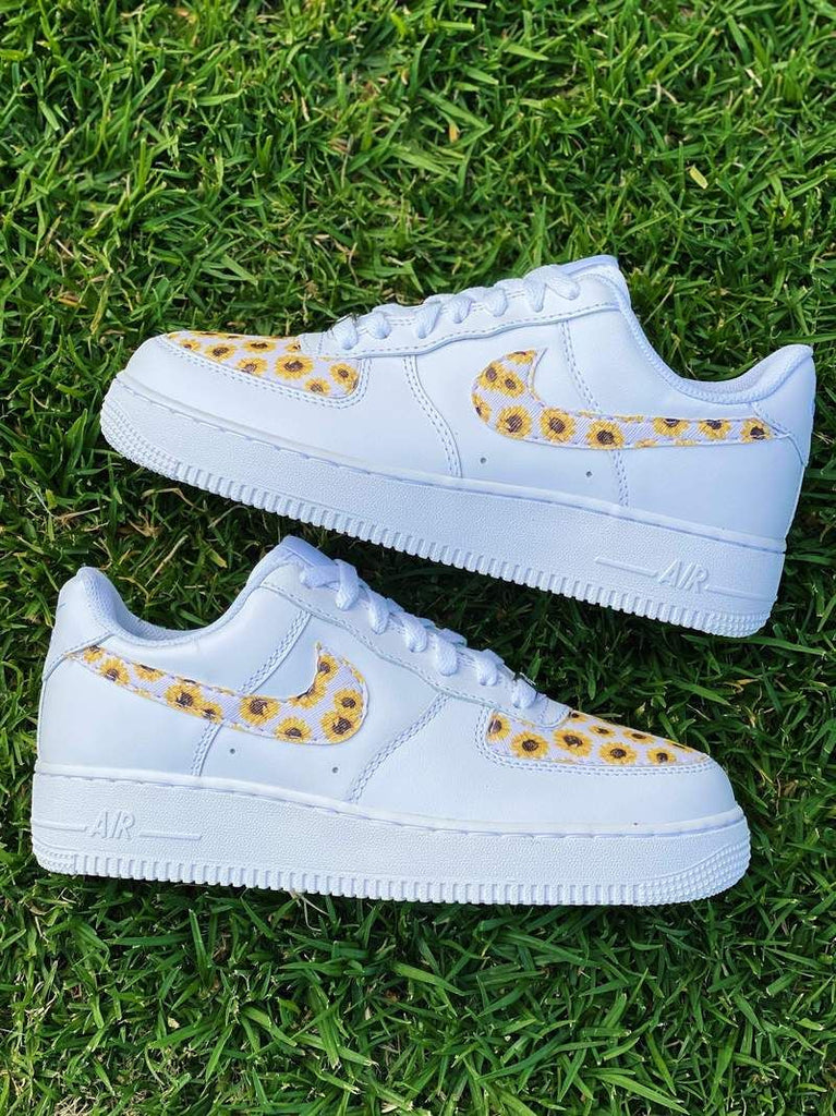 Custom Air Force 1 Shoes White with Sunflower Pattern-oicustom