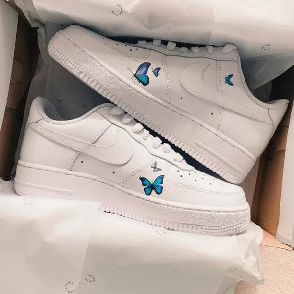 Custom Air Force 1 Shoes with Blue Butterflies-oicustom