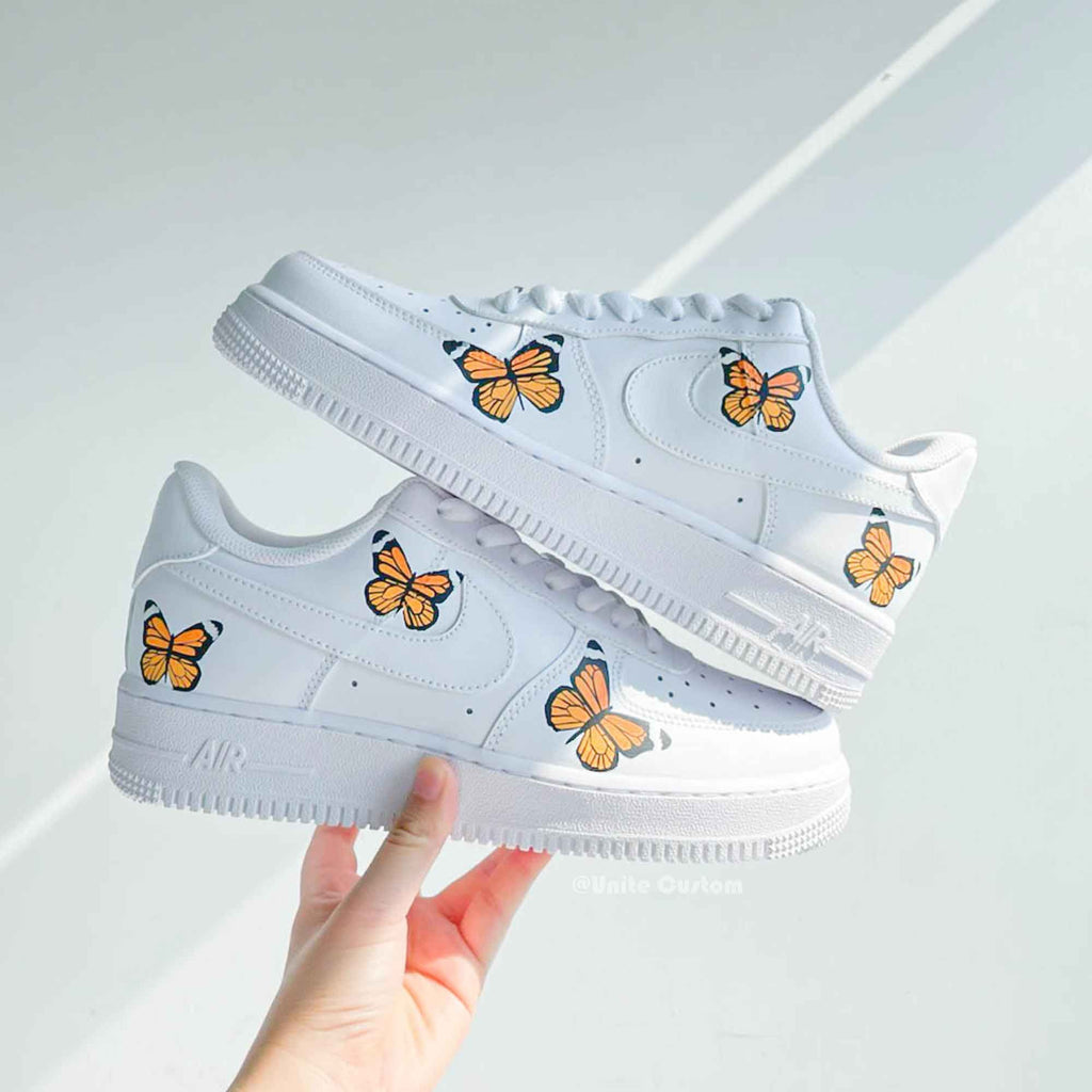 Custom Air Force 1 Shoes with Orange Butterflies-oicustom