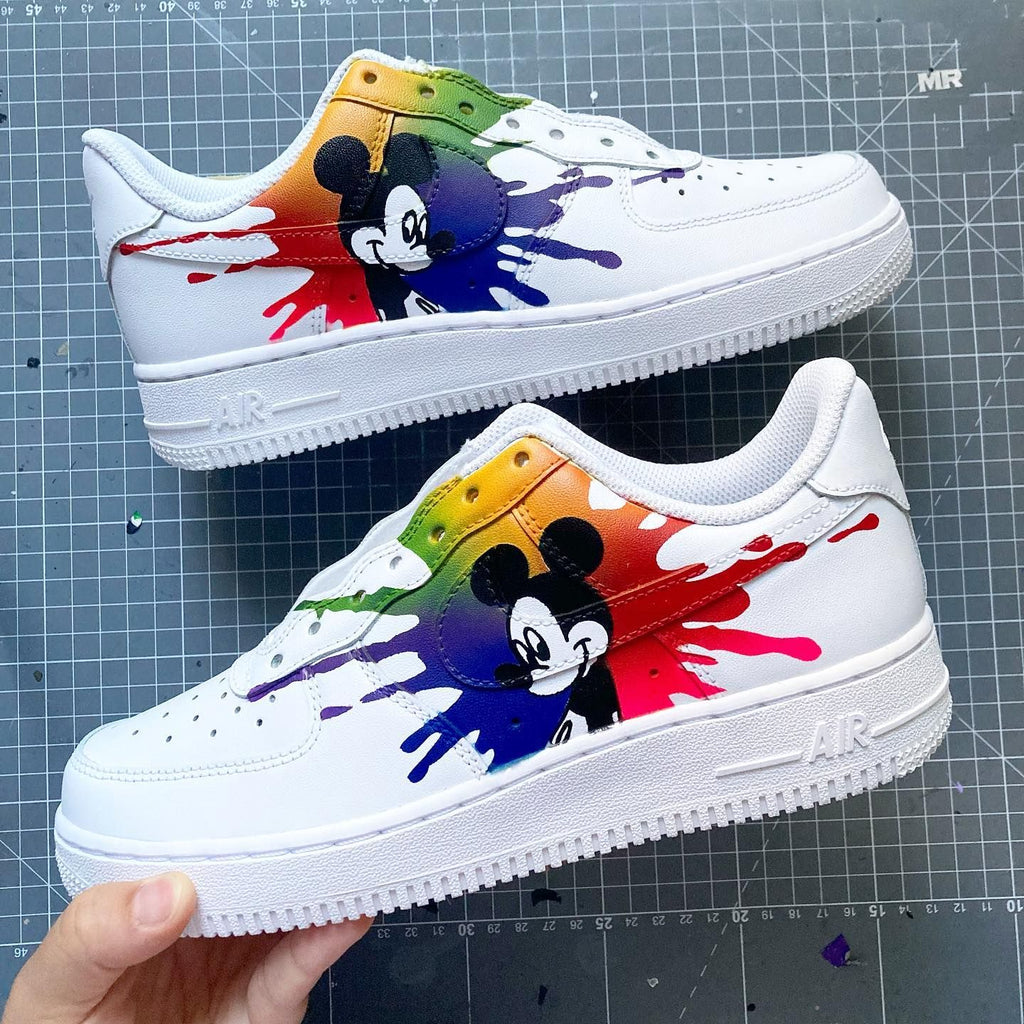 Custom Air Force 1 Shoes with Rainbow Mickey Mouse Design-oicustom