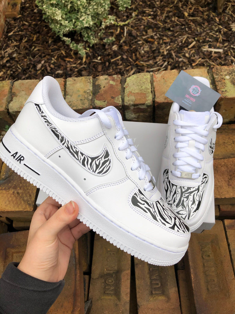 Custom Air Force 1 Shoes with Zebra Pattern-oicustom