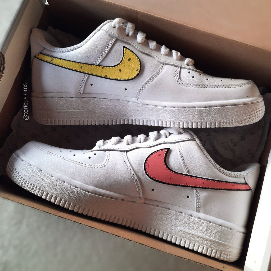Custom Air Force 1 Shoes Yellow Pink Swoosh Design-oicustom