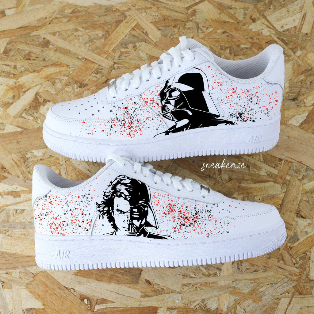 Custom Air Force 1 Star Wars Theme With Red Black Splatter-oicustom
