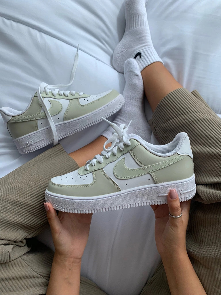 Custom Air Force 1 White And Light Green-oicustom