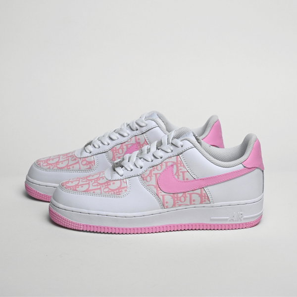 Custom Air Force 1 White And Pink With Dior Logo Pattern-oicustom