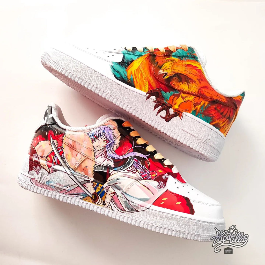 Custom Air Force 1 White Anime And Phoenix Design-oicustom