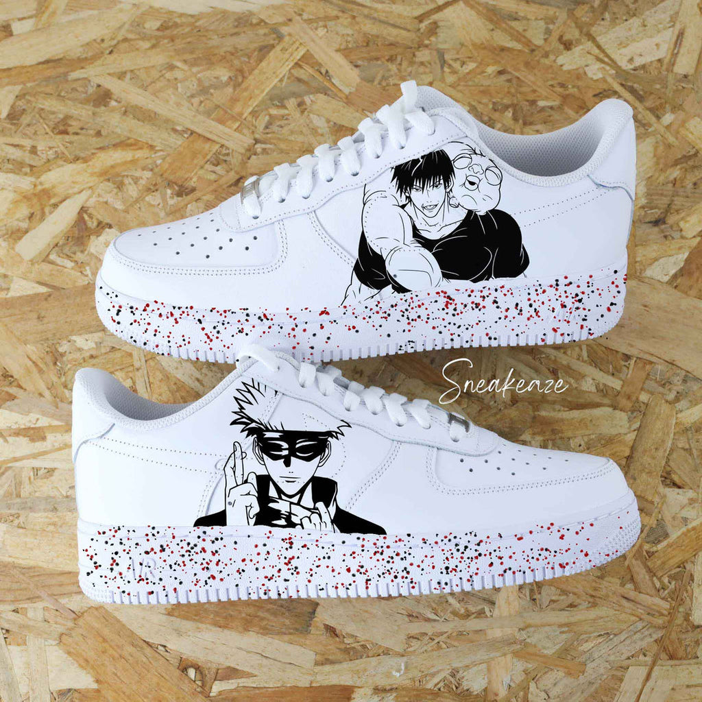 Custom Air Force 1 White Anime Pattern With Red Black Splash-oicustom