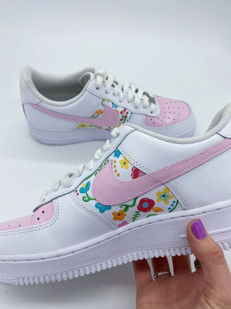 Custom Air Force 1 White Baby Pink Floral-oicustom