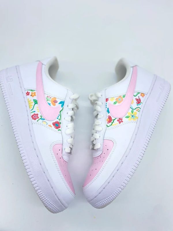 Custom Air Force 1 White Baby Pink Floral-oicustom
