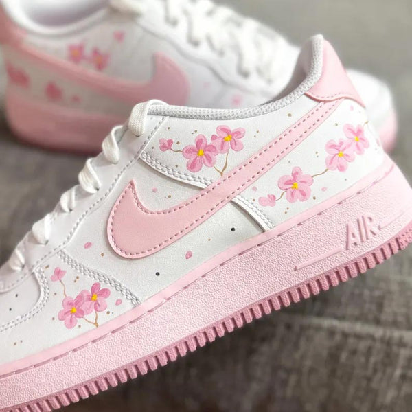 Custom Air Force 1 White Baby Pink Flower-oicustom