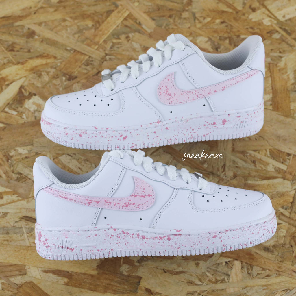 Custom Air Force 1 White Baby Pink Splatter-oicustom