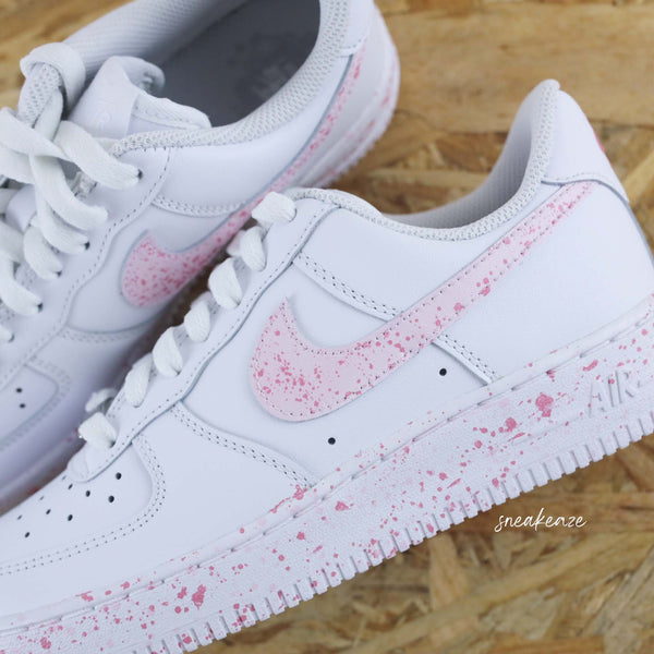 Custom Air Force 1 White Baby Pink Splatter-oicustom