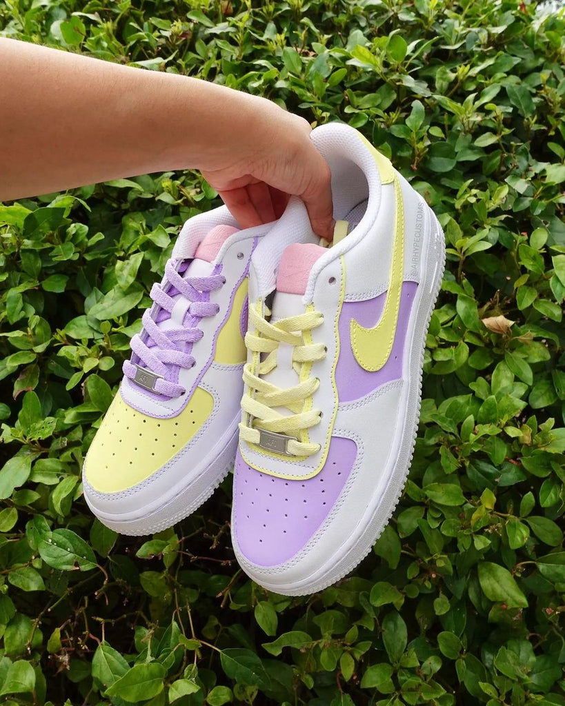 Custom Air Force 1 White Baby Purple Baby Yellow-oicustom