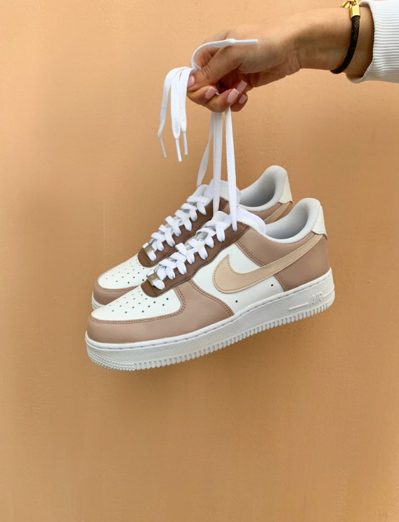 Custom Air Force 1 White Beige Brown Color - Block-oicustom