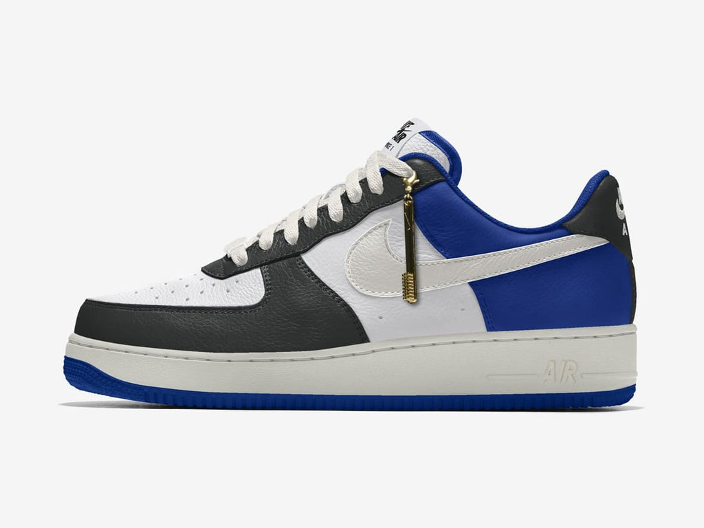 Custom Air Force 1 White Black Blue With Gold Zipper-oicustom