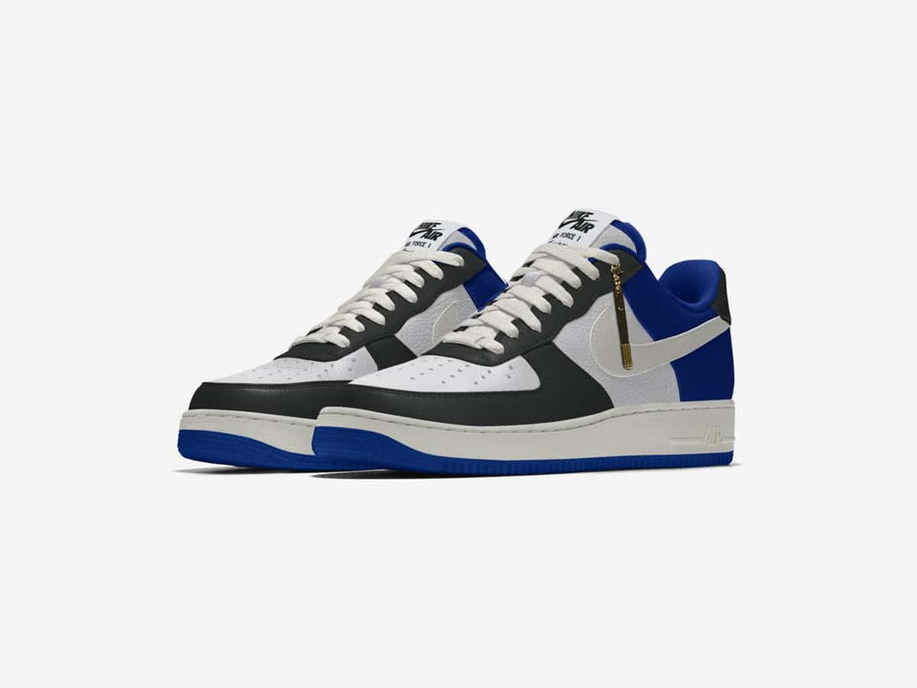 Custom Air Force 1 White Black Blue With Zipper Detail-oicustom