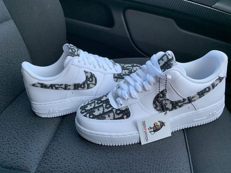 Custom Air Force 1 White Black Dior Pattern-oicustom