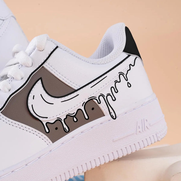 Custom Air Force 1 White Black Dripping Design-oicustom