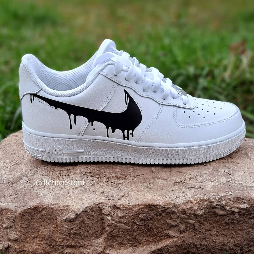 Custom Air Force 1 White Black Dripping-oicustom