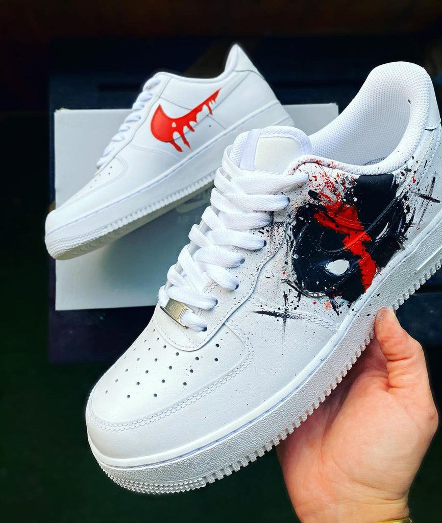 Custom Air Force 1 White Black Red Graffiti And Splash Pattern-oicustom