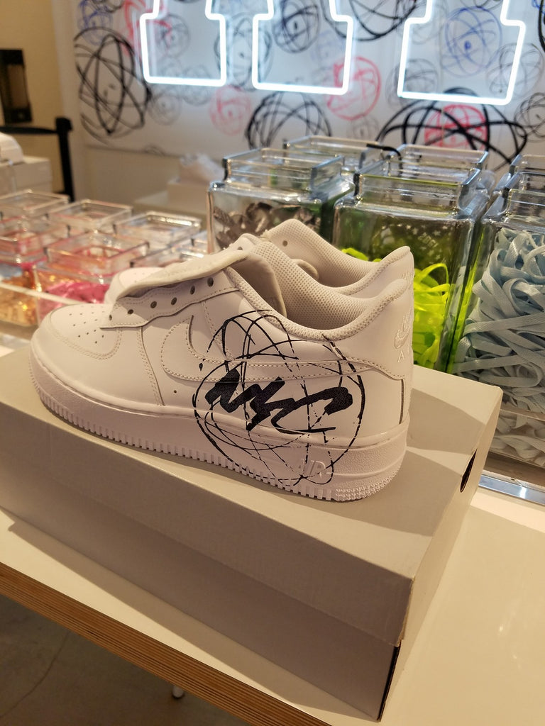 Custom Air Force 1 White Black Scribble Design-oicustom