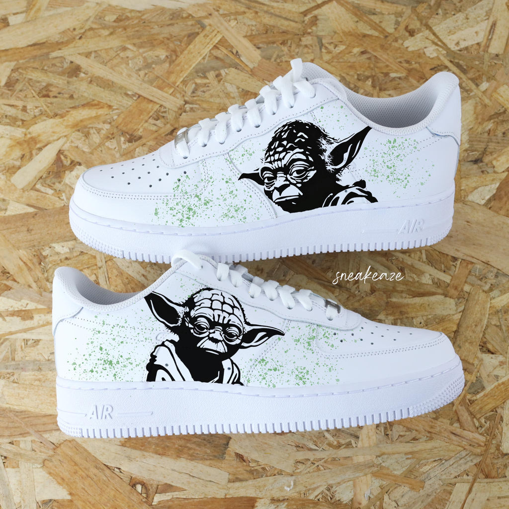 Custom Air Force 1 White Black Yoda Graphic-oicustom