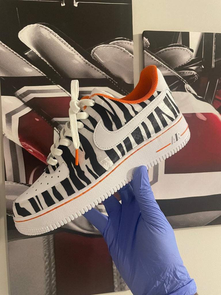 Custom Air Force 1 White Black Zebra Print-oicustom