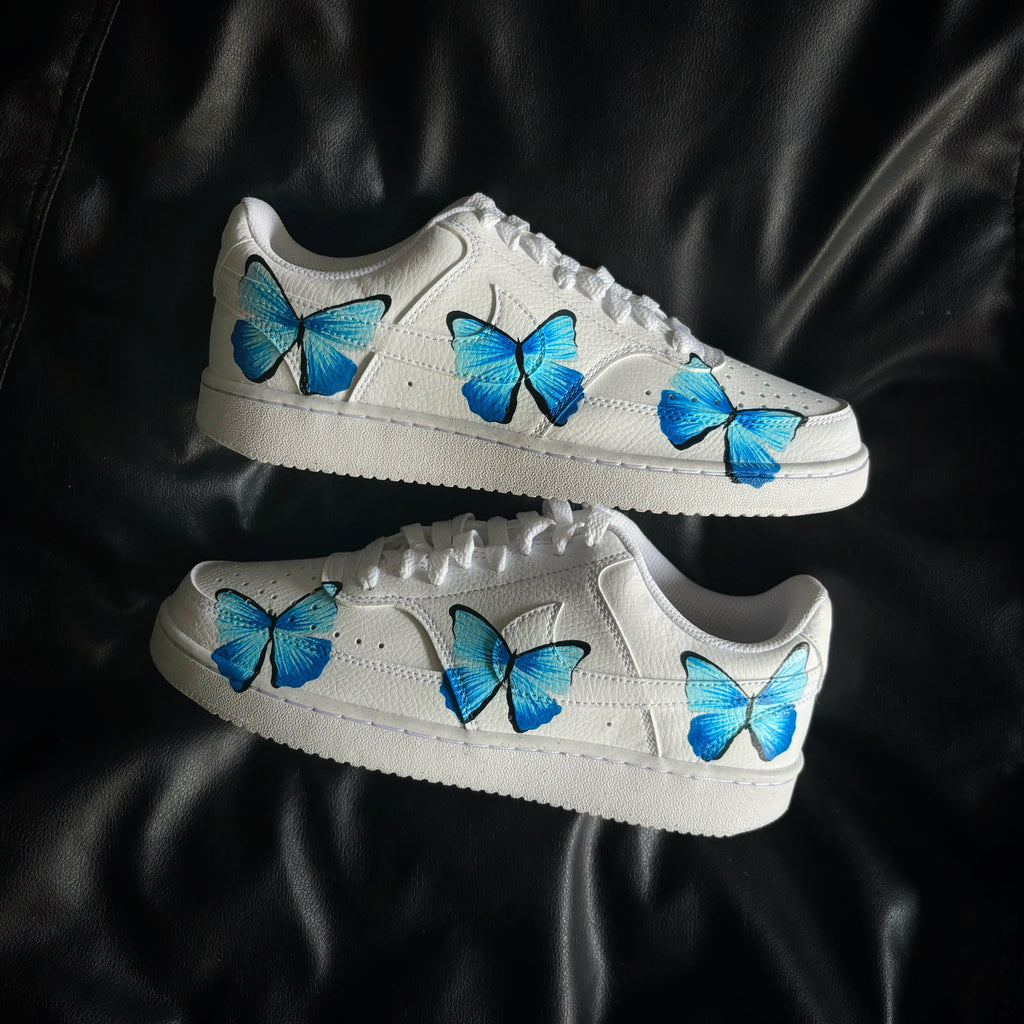 Custom Air Force 1 White Blue Butterflies-oicustom