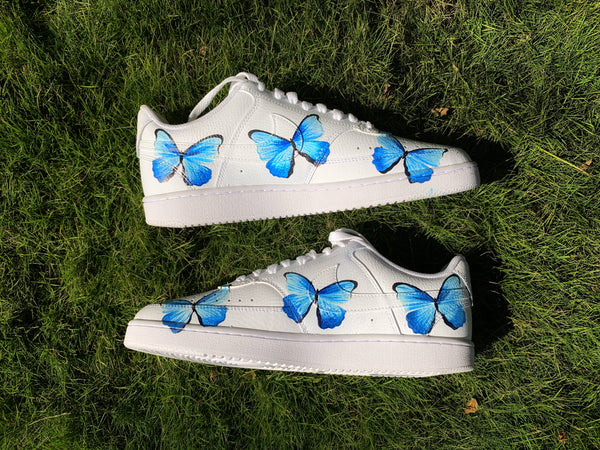 Custom Air Force 1 White Blue Butterflies-oicustom